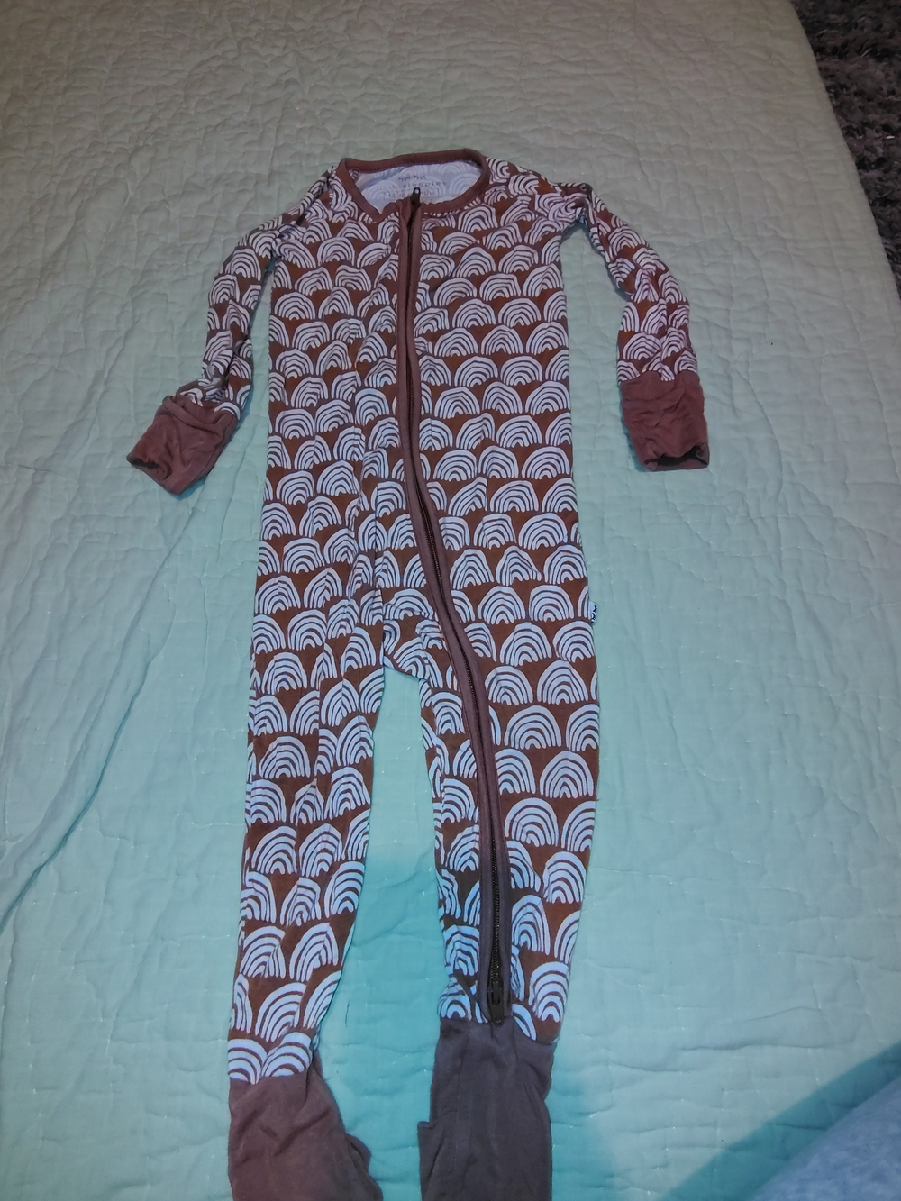 Little Sleepies Brown and White Rainbow Pattern Footed Pajama